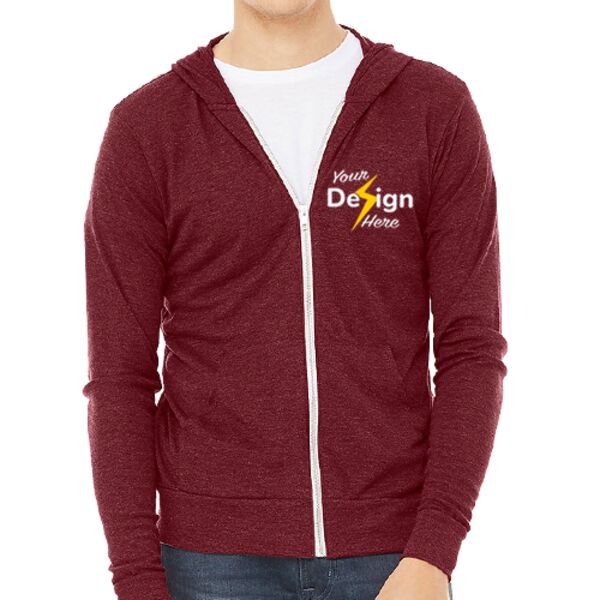 Triblend Lightweight Full-Zip Hooded Long Sleeve Tee Thumbnail
