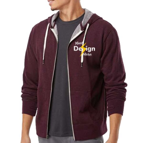 Heathered French Terry Full-Zip Hooded Sweatshirt Thumbnail